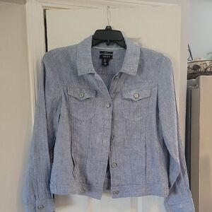 Jones & Co. Women's Blue Jacket Linen. Large. Ex Cond. Blue